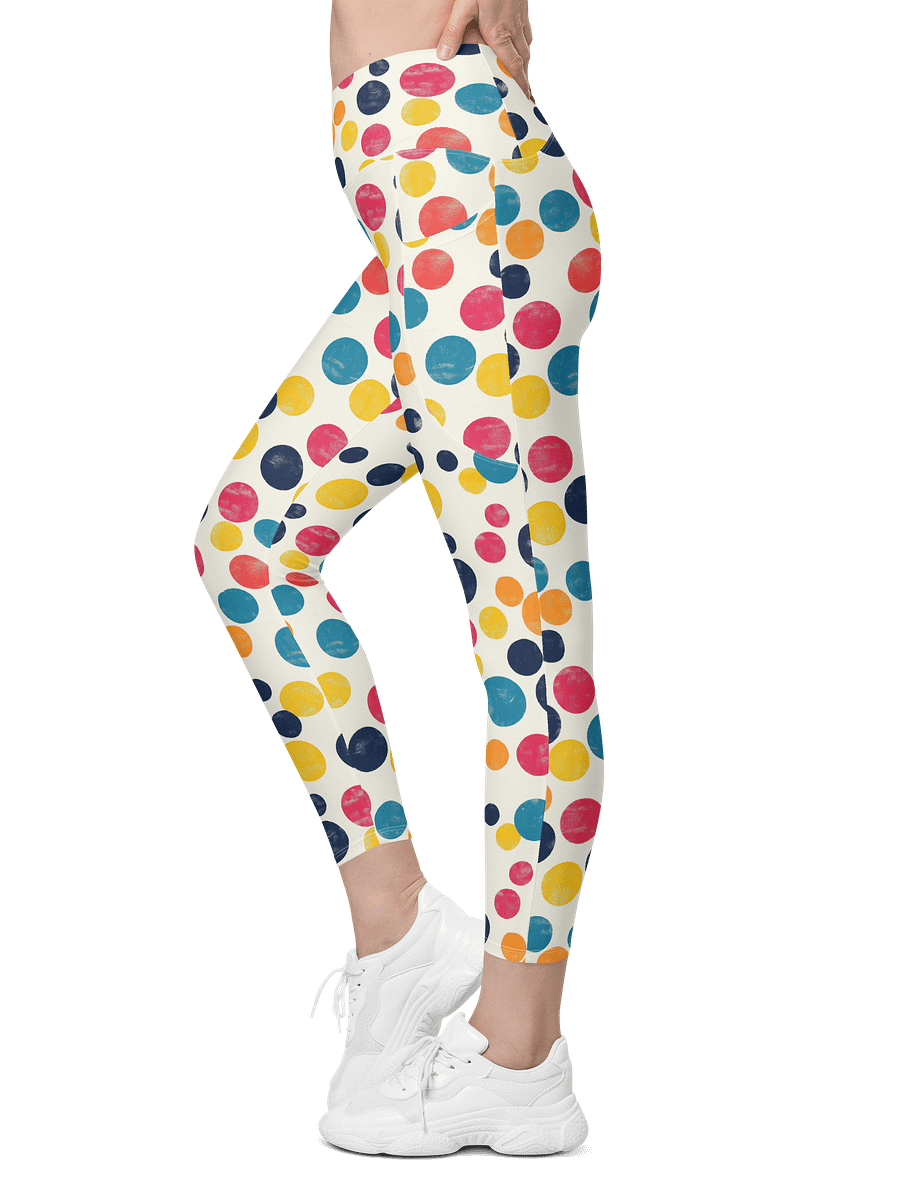 Polka Dot Illusion Vintage Retro Crossover Leggings with Pockets product image (3)