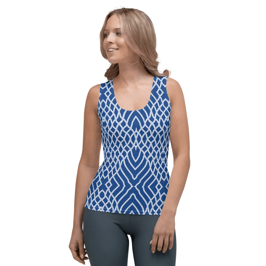 Net White and Blue/All-Over Print Women's Tank Top by Sublicolor product image (1)