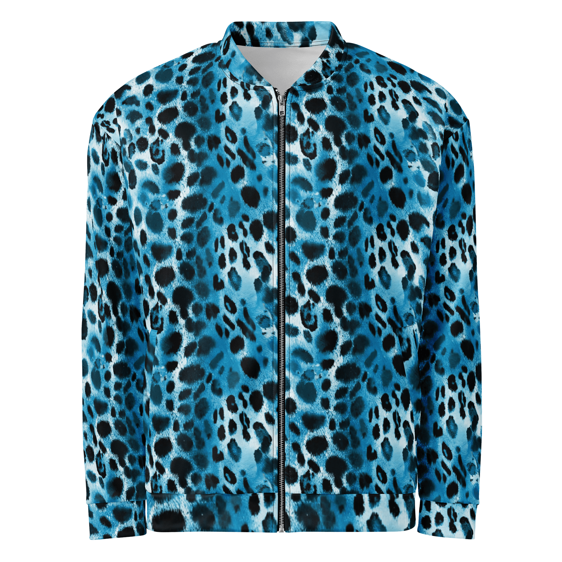 Blue Leopard Bomber Jacket product image (1)