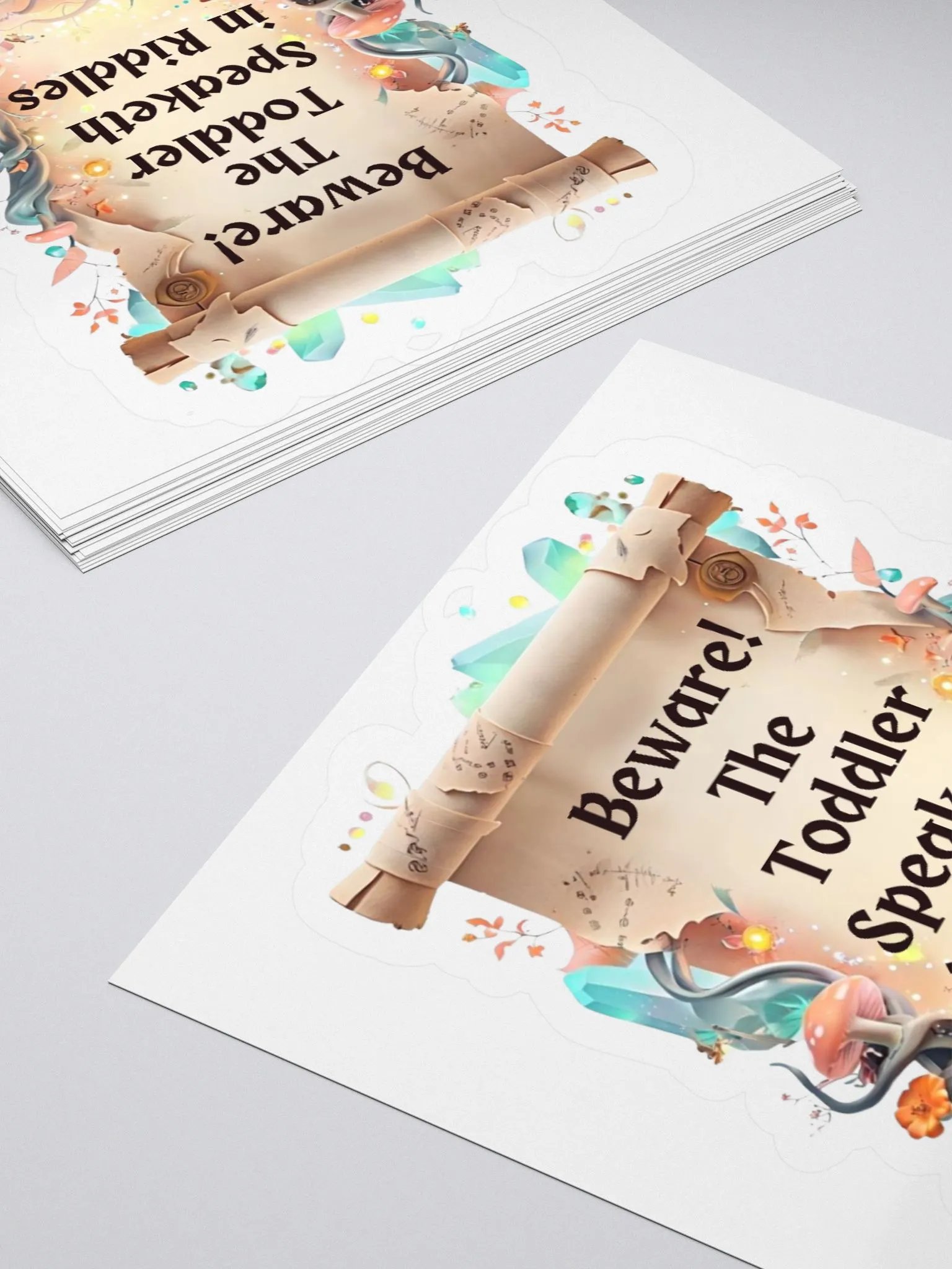 Funny Mom Sticker – ‘Beware! The Toddler Speaketh in Riddles!’ – Parenting Life Decal product image (11)