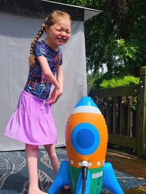 We went up over 80° today so we decided to cool off with Ana's new sprinkler from @fivebelow 🚀 💦 #sprinklerfun #summerfun☀️ #playoutside 