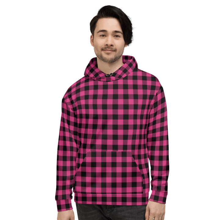 Pink Buffalo Checkered Plaid Hoodie product image (2)