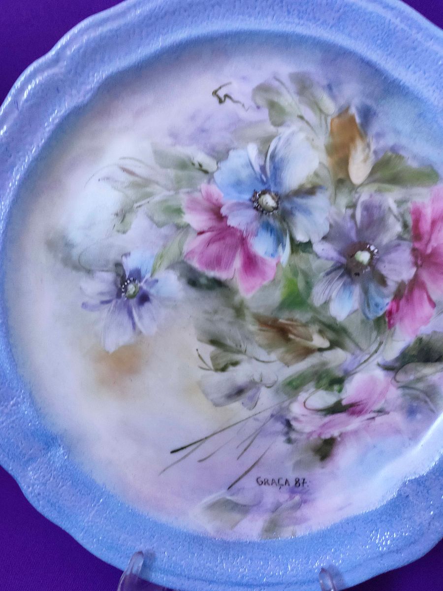 Prato com decoração floral, decoração de parede, prato pintado à mão , colecionador, decoração de mesa product image (6)