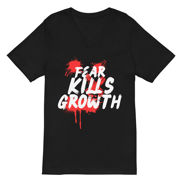 Fear Kills Growth V-Neck T-Shirt – Unisex Bella + Canvas Jersey Fit product image (2)
