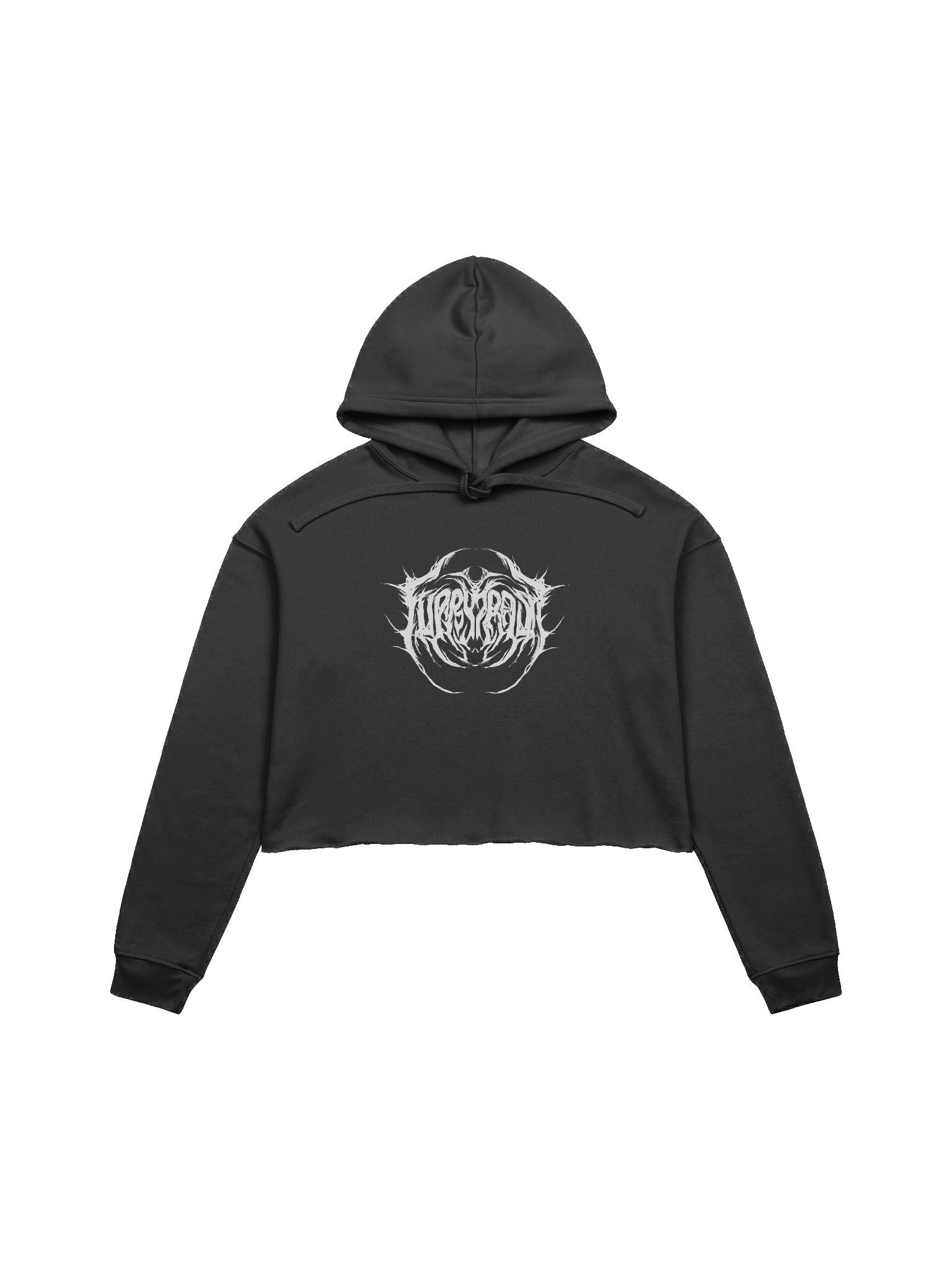Furry Trash Crop Hoodie – Metal Logo (White Print) product image (1)