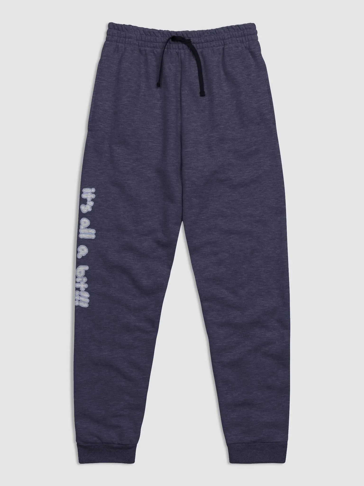 “It’s all a bit!!!” (long lined design, #BDCAEF) unisex joggers product image (12)