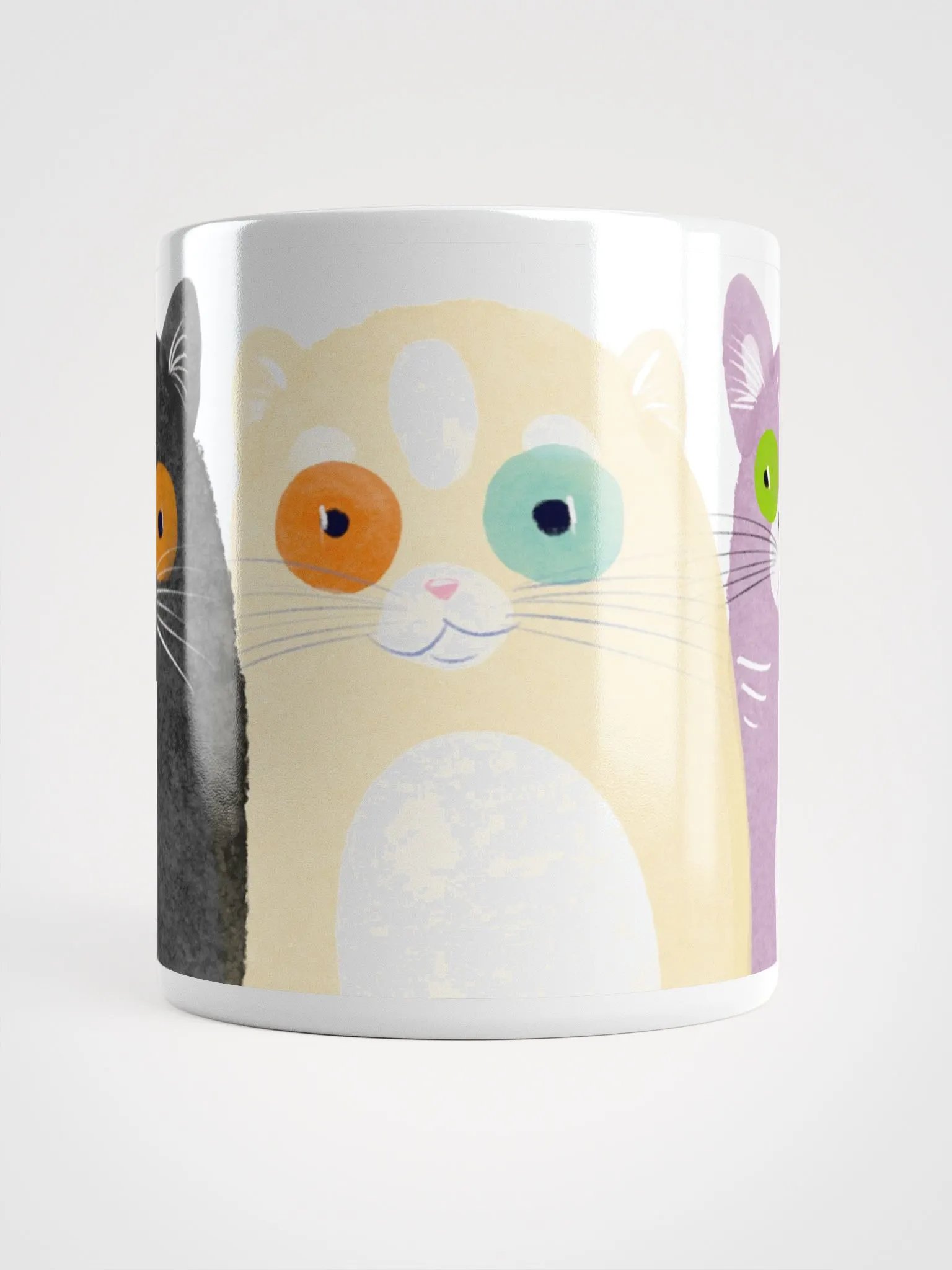 Funny Cartoon Cats White Glossy Mug product image (5)