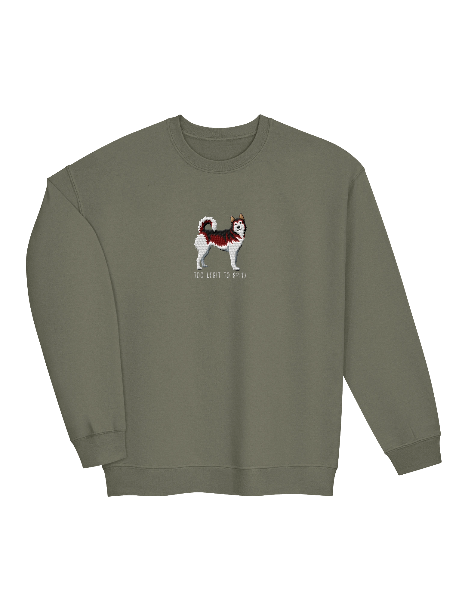 Too Legit to Spitz Sweatshirt (Embroidered) of a Siberian Husky(Red & White) product image (19)