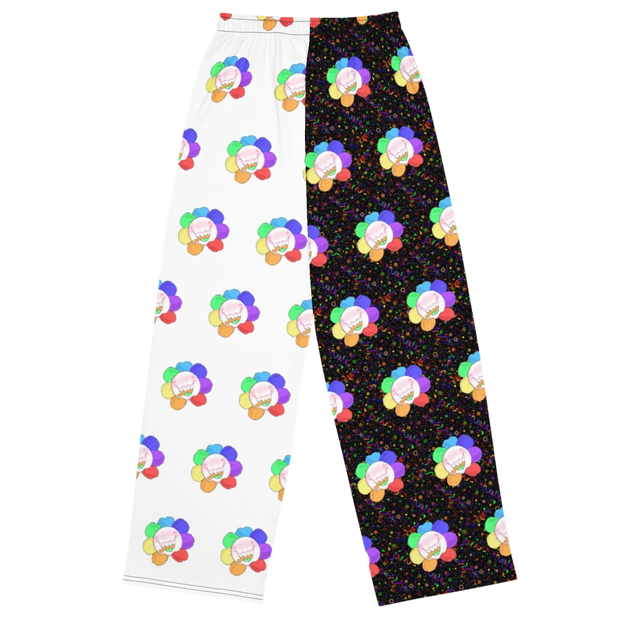 Split White and Arcade All-Over Flower Unisex Wide-Leg Pants product image (3)