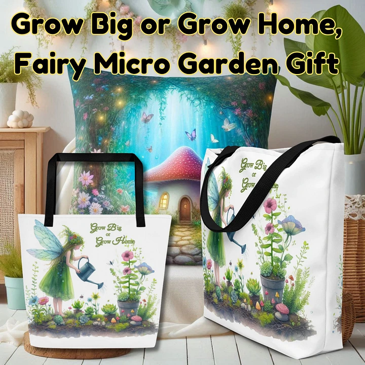 Pretty Fairy Garden, Micro-Gardening Tote Gift for Mother's Day Birthday Retirement product image (1)