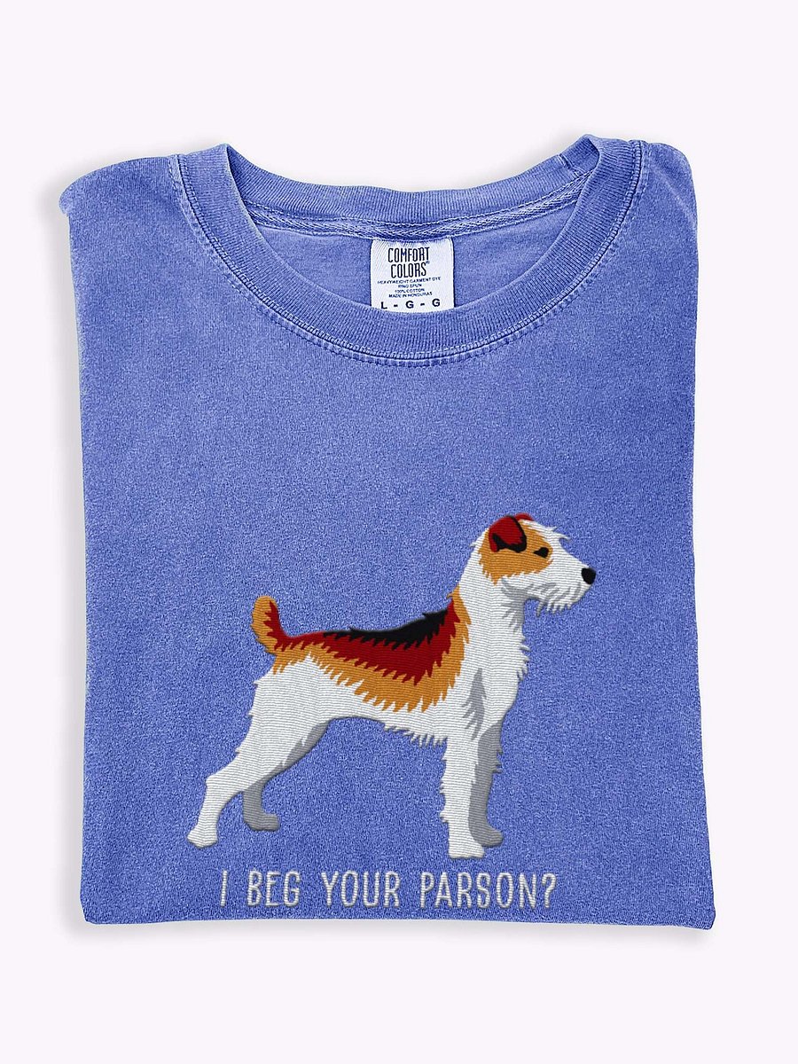 I Beg Your Parson? T-Shirt(Embroidered) of a Parson Russell Terrier(Sable) product image (1)