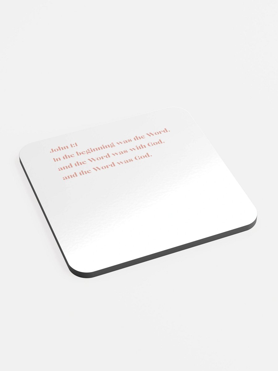 John 1:1 Verse Rose Glossed Cork Coaster product image (2)