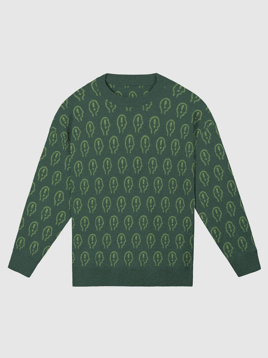 EXCLAIMING MENTALLY (repeating design, duotone green) relaxed knitwear crewneck product image (3)