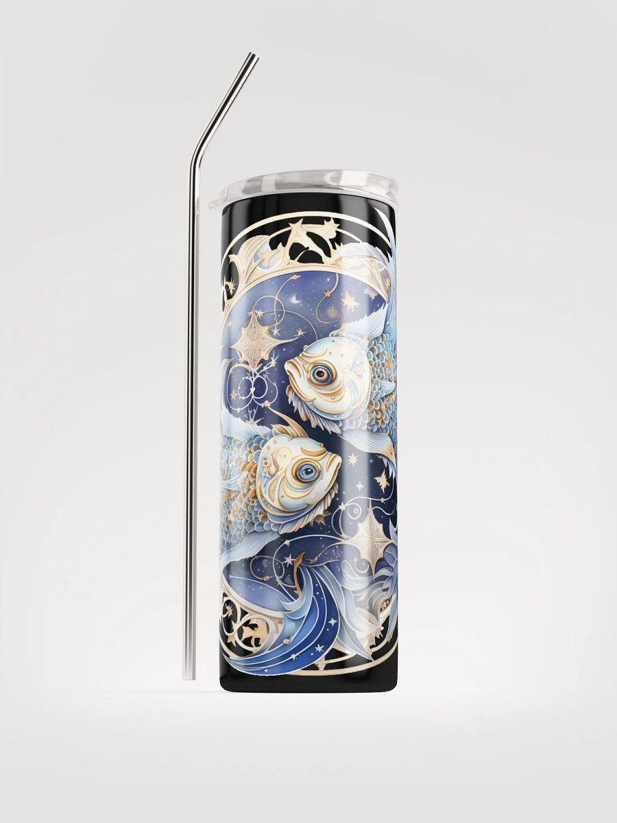 Pisces Zodiac Stainless Steel Tumbler: Dive into Dual Pisces Illustration Magic! ♓✨ product image (1)