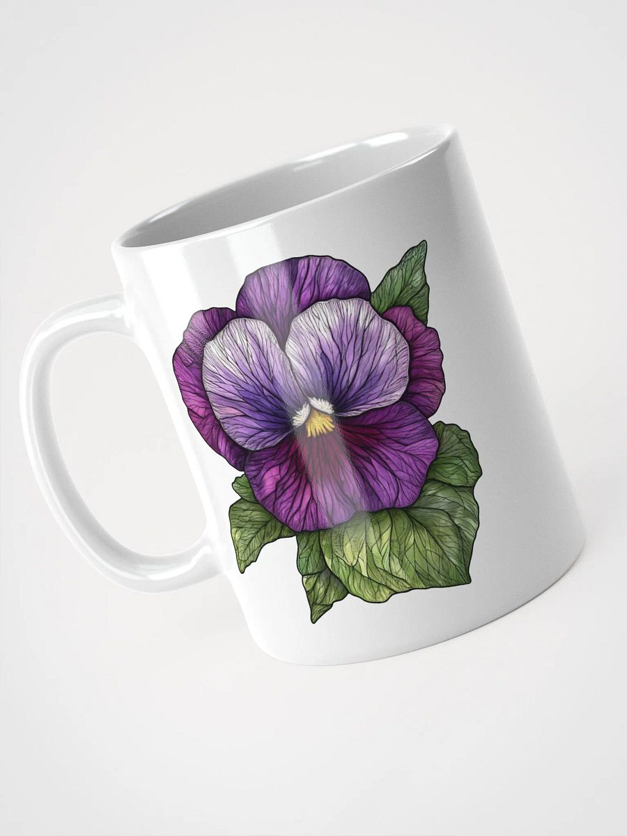 Stained Glass Pansy White Glossy Mug product image (9)