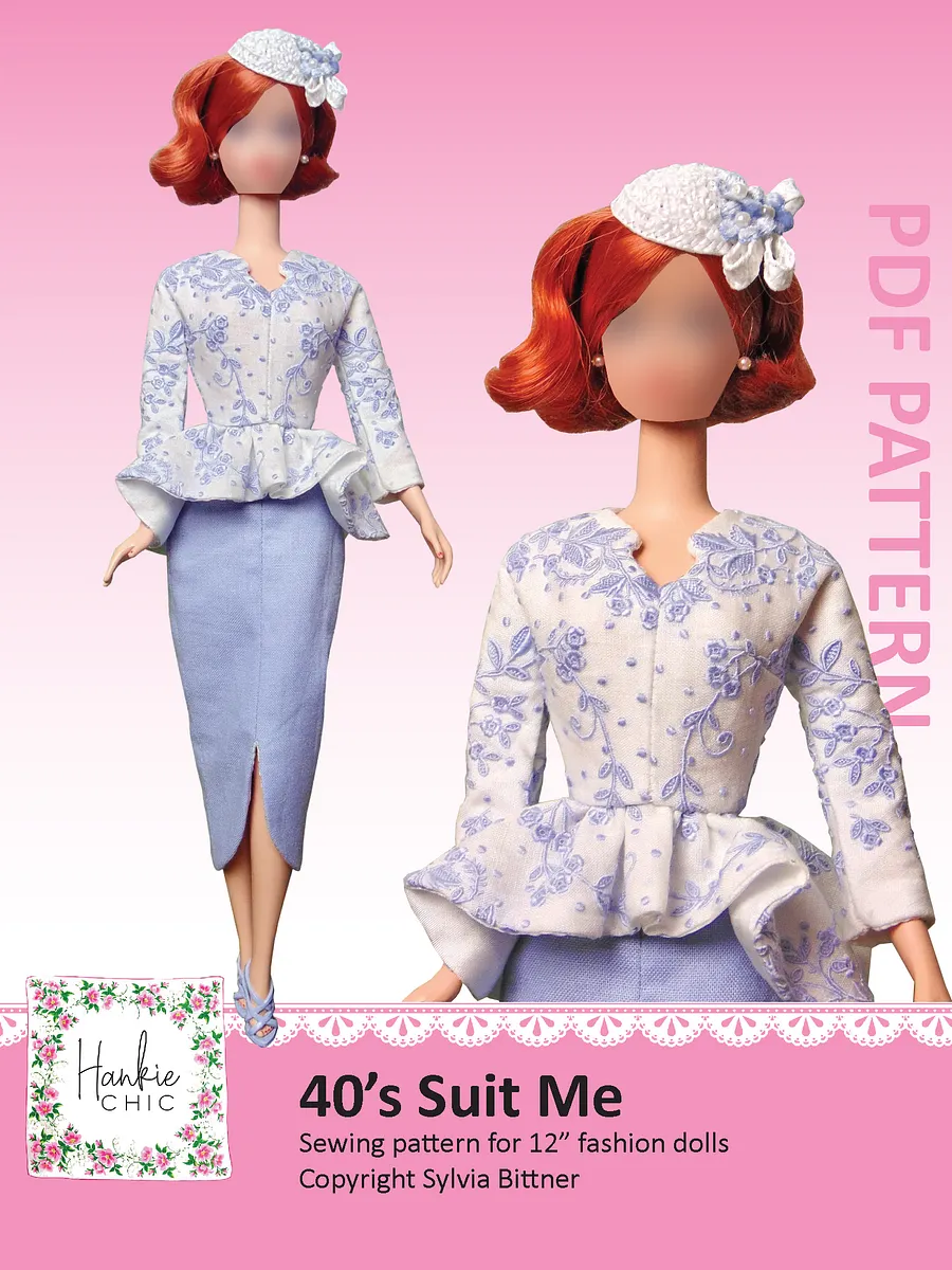 40's Suit Me sewing pattern for 12" fashion dolls product image (1)