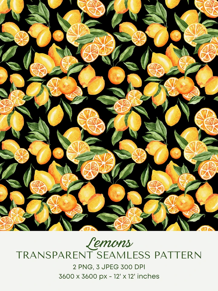 Single Lemon Seamless Pattern No10. Premium Watercolor product image (1)