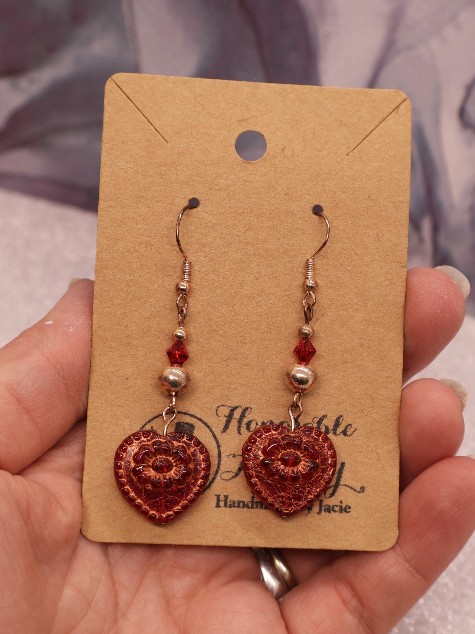 Red Heart Drop Earrings product image (2)