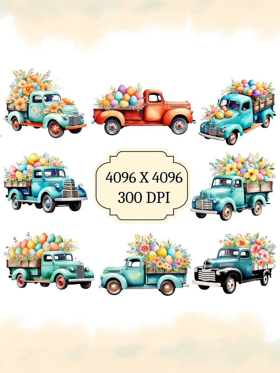 40 Easter Truck Clipart Bundle product image (4)