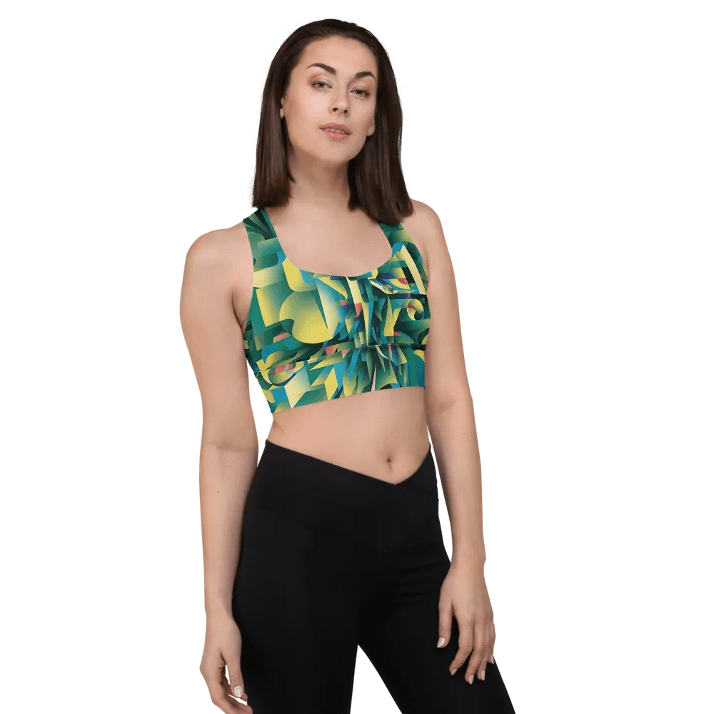 Abstract Lithographic Pattern Design Longline Sports Bra - V8 product image (12)