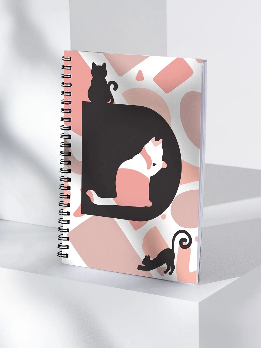 Monogram Letter D Cat Lover Geometric Pinks Notebook product image (4)