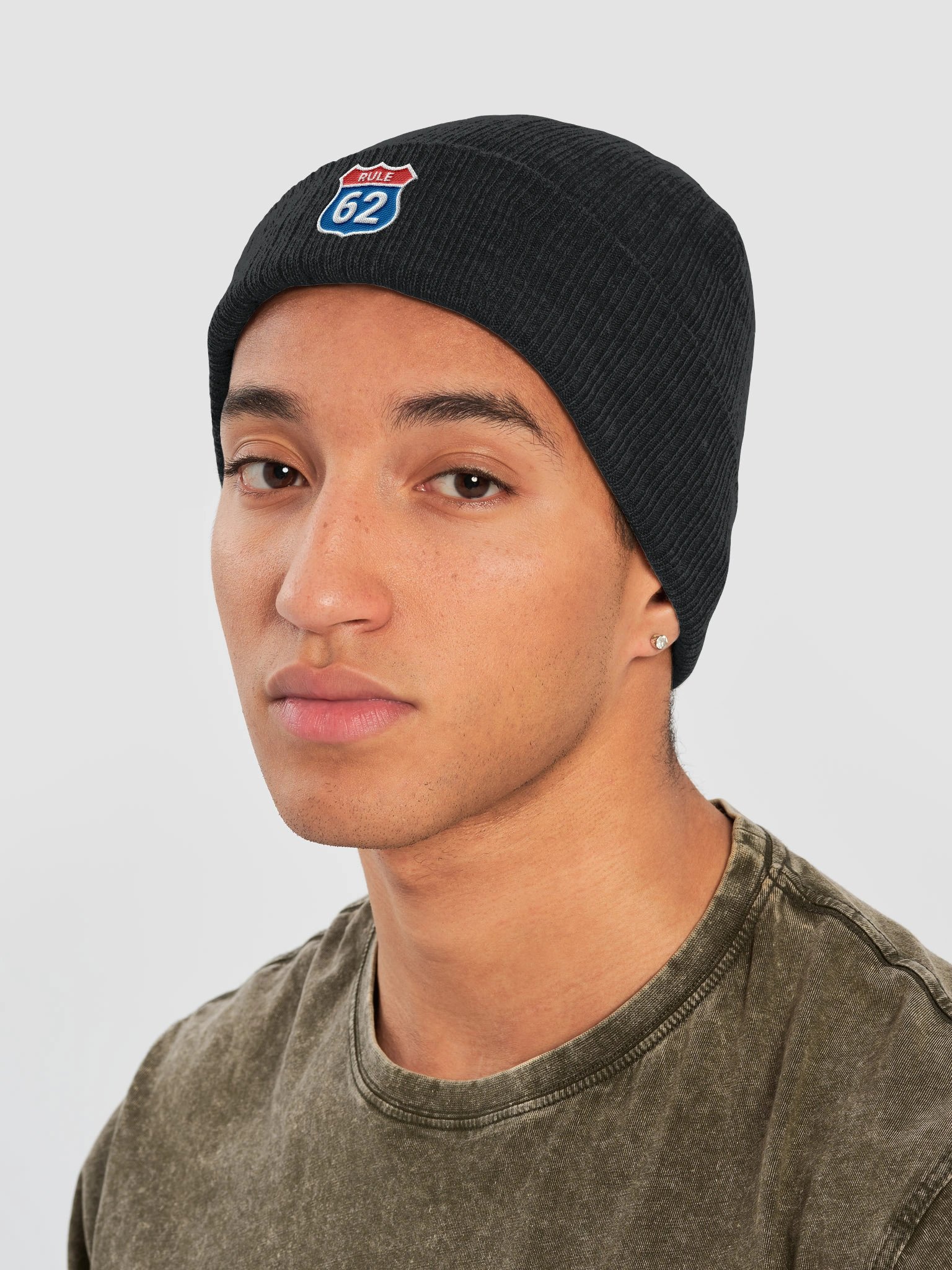 Rule 62 Sobriety & Recovery Beanie Hat | Red White & Blue Color Design product image (4)