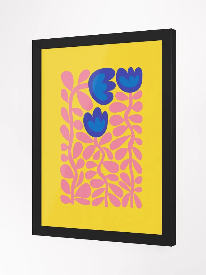 Amidst pink leaves, the blue flowers shone - Framed Poster product image (2)