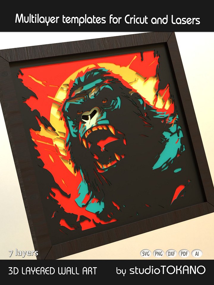 Gorilla Layered Cut File product image (2)