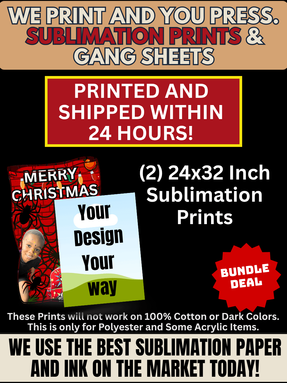 (50) 22 x 34 Inch Sublimation Holiday Santa Sack Templates product image (4)