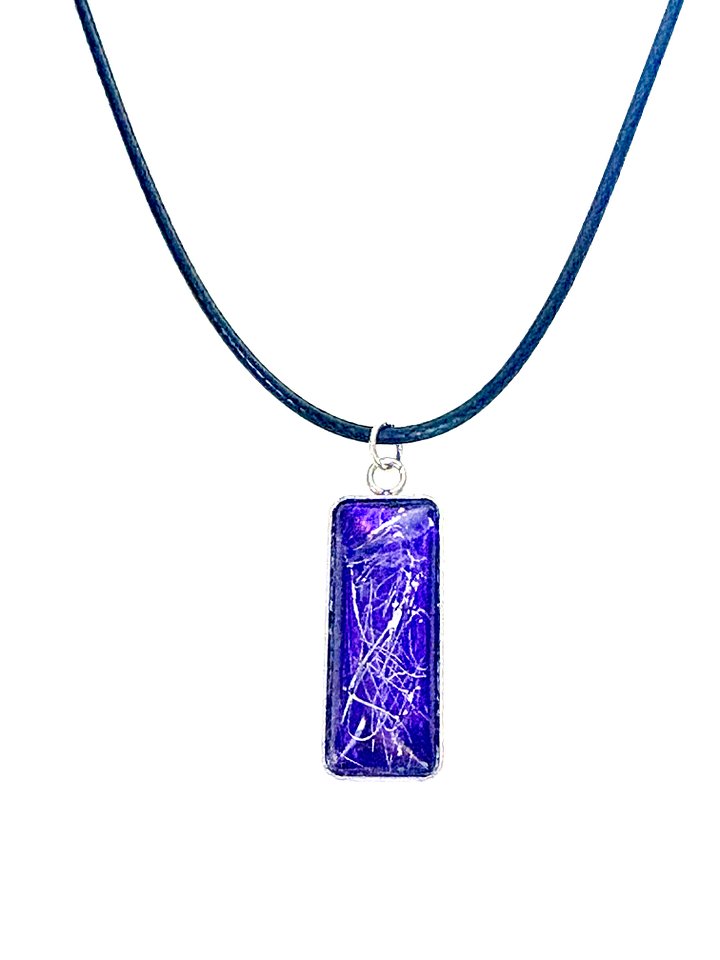 Electric Tide Pendant Necklace | Purple & Silver | Rectangle Cabochon | Monique Faella Designs™ | MFD-00158 product image (1)