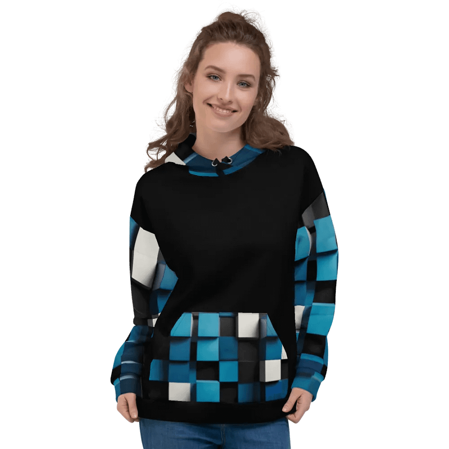Black And Blue Squares Unisex Hoodie product image (3)