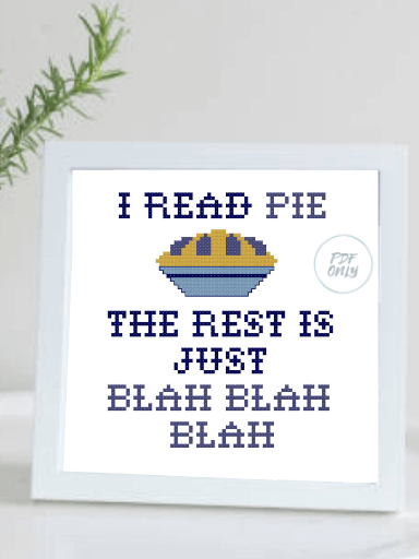 I Read Pie - Cross Stitch Pattern product image (2)