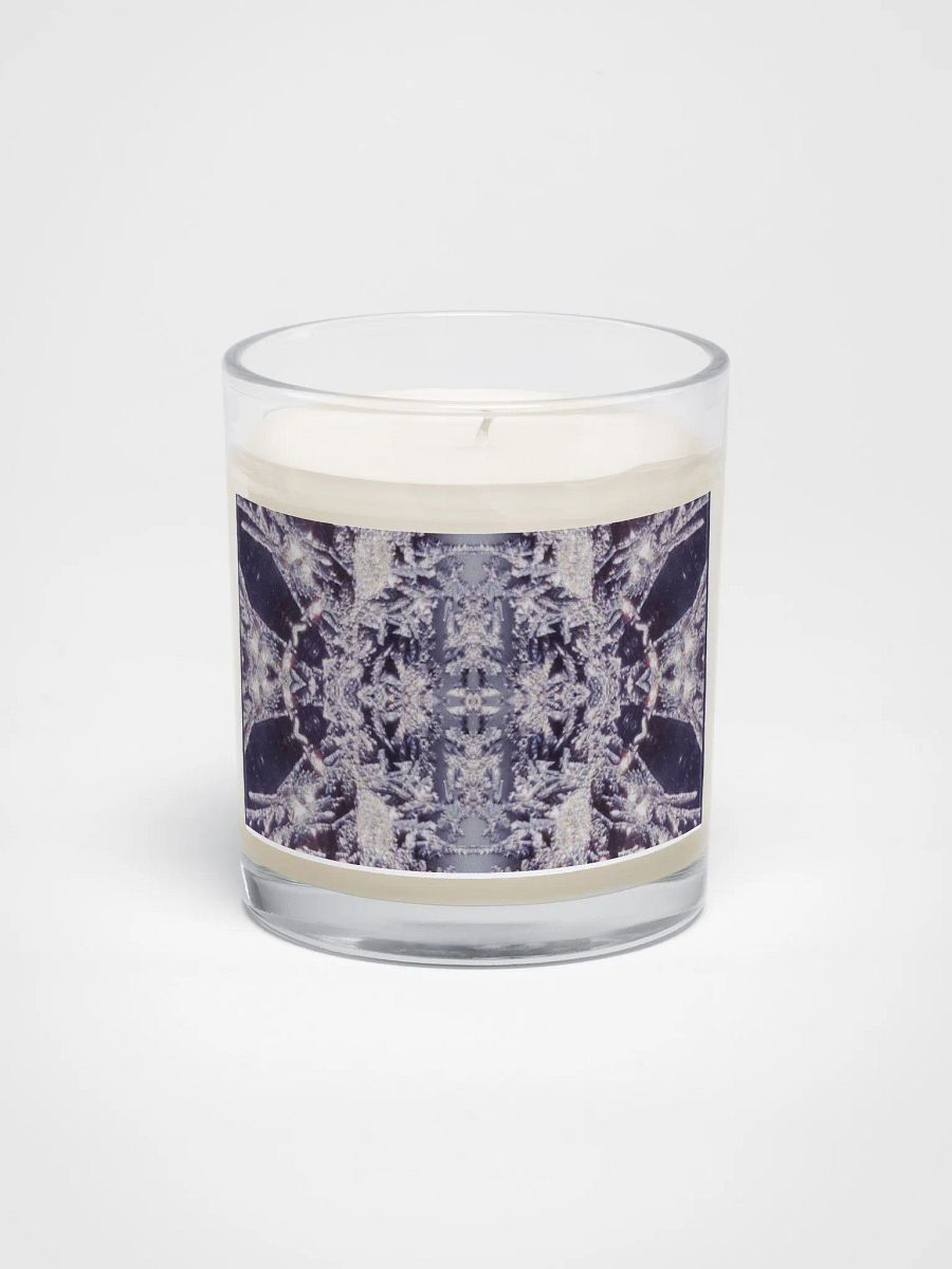 Nature Art Mandala Candle, Seasonal Winter Art, Frosty Window Mandala, Psychedelic Nature Art, Soy Glass Jar Candle product image (1)