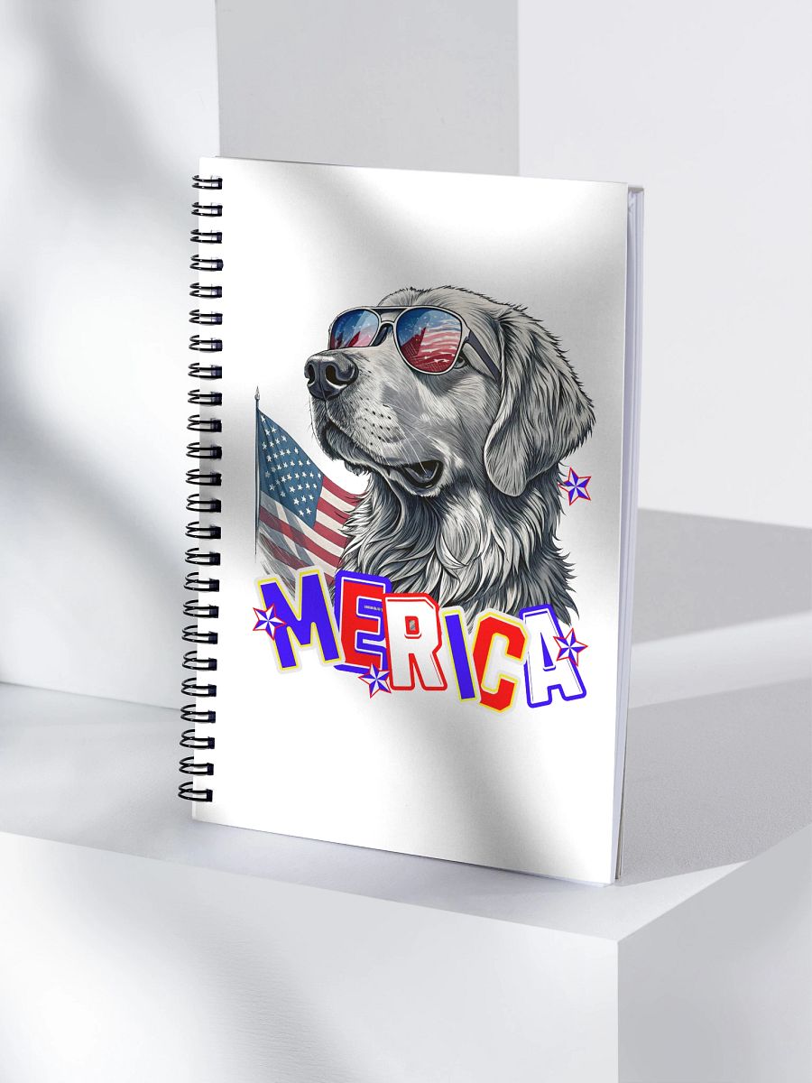 Merica Golden Retriever Patriotic Pup Spiral Notebook product image (4)