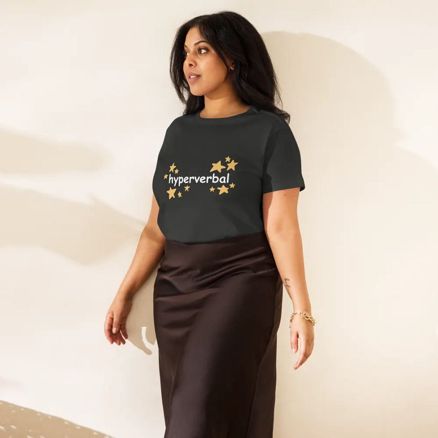 hyperverbal (comic sans and stars) printed waist-length tee product image (3)