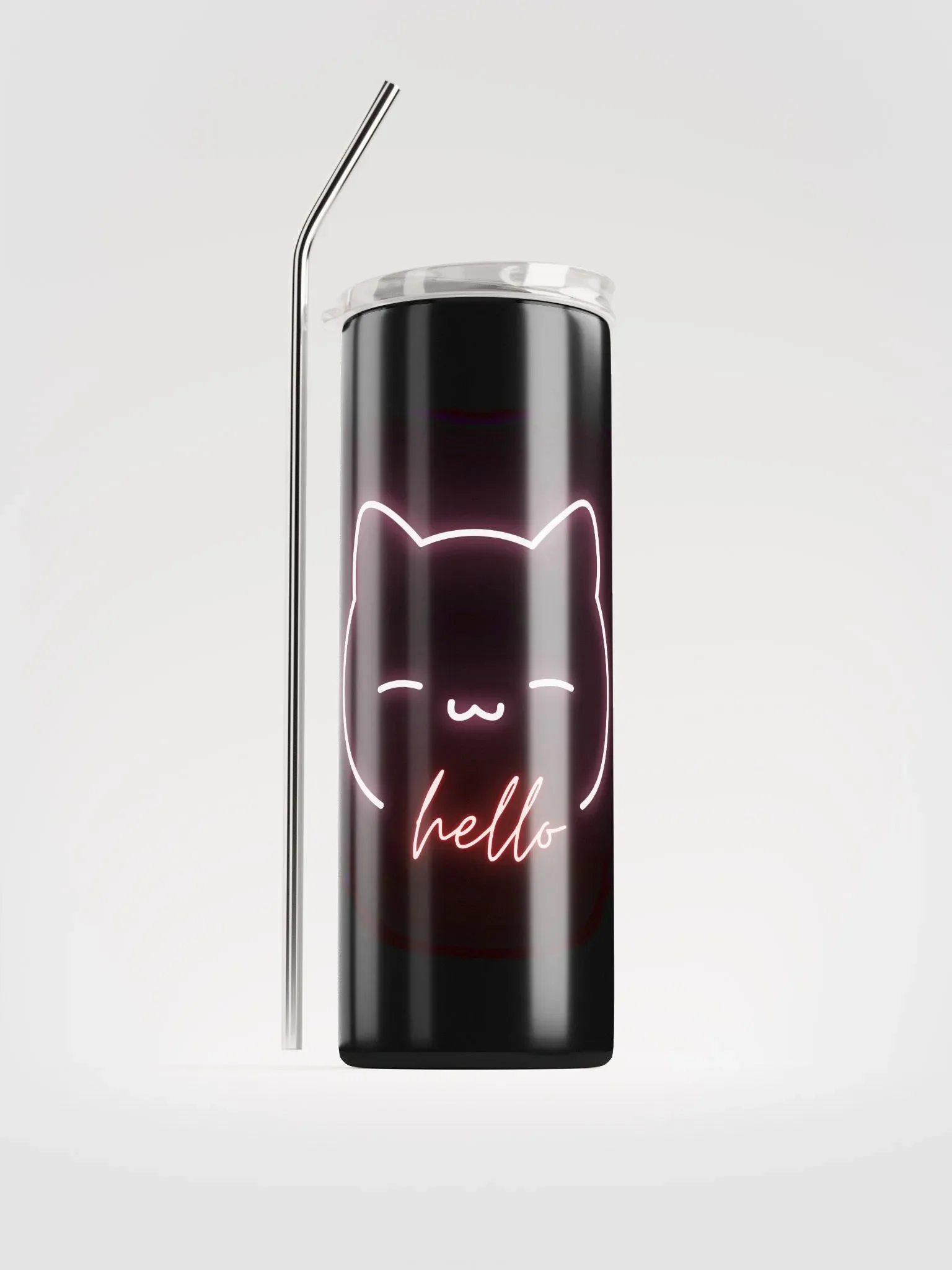 Neon Hello Cat Stainless Steel Tumbler product image (1)