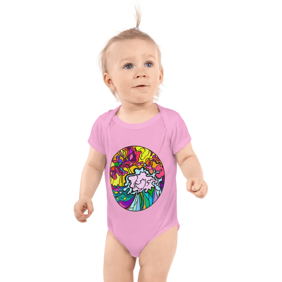 Psychedelic Sunburst Baby Bodysuit - Wave at Sunset product image (5)