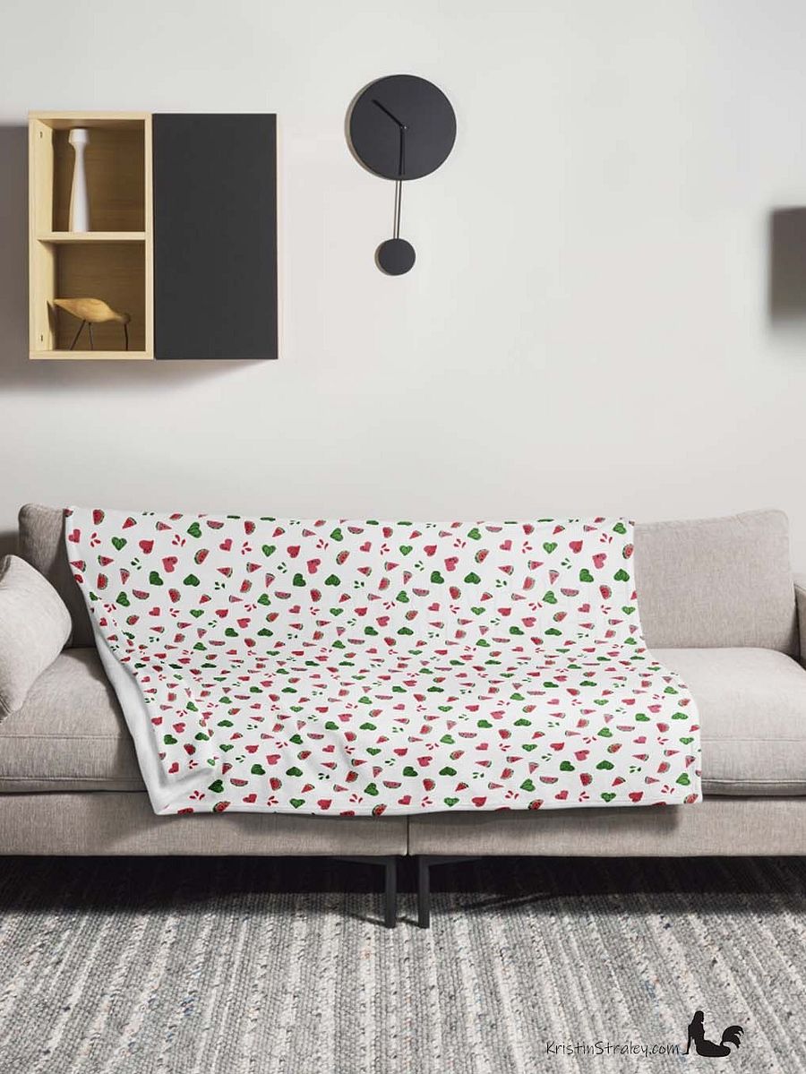 Watermelons and Hearts Fleece Throw Blanket product image (9)