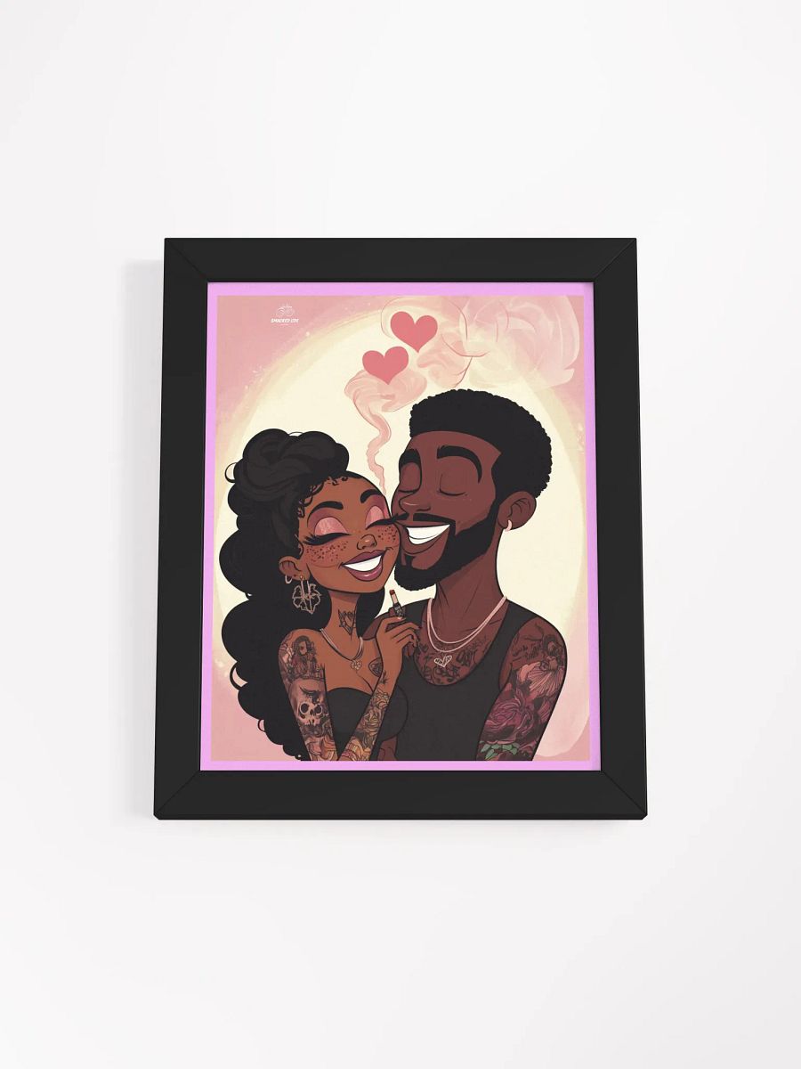 Stoner Art | Smoked with Love - Cannabis-Themed Couple Smoking Together Framed Poster product image (1)