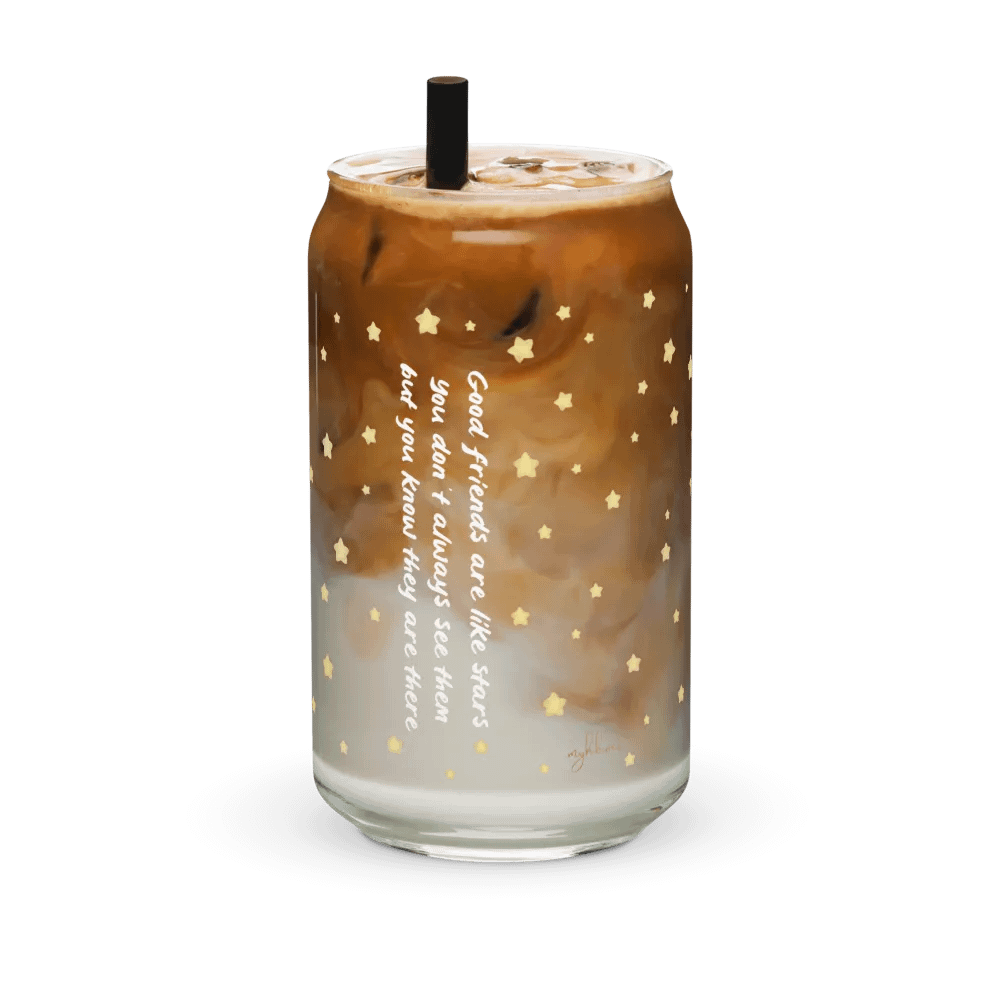 Good Friends Are Like Stars Glass Can Tumbler | 16oz Friendship-Themed Drinkware | Adorable Starry Night Design product image (4)