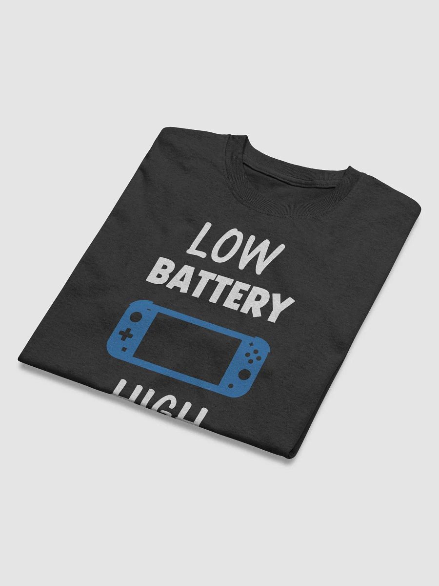 "Low Battery. High Score." Handheld Console Funny Gaming T-Shirt product image (7)
