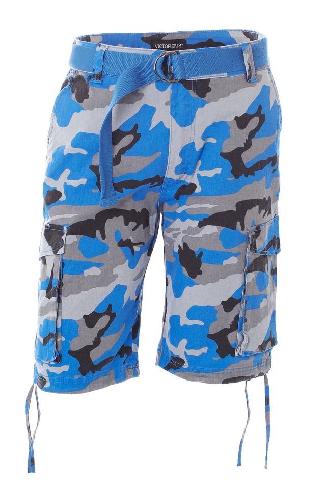 MEN'S TWILL STRETCH CAMO CARGO SHORTS *8 COLORS FREE BELT INCLUDED product image (3)
