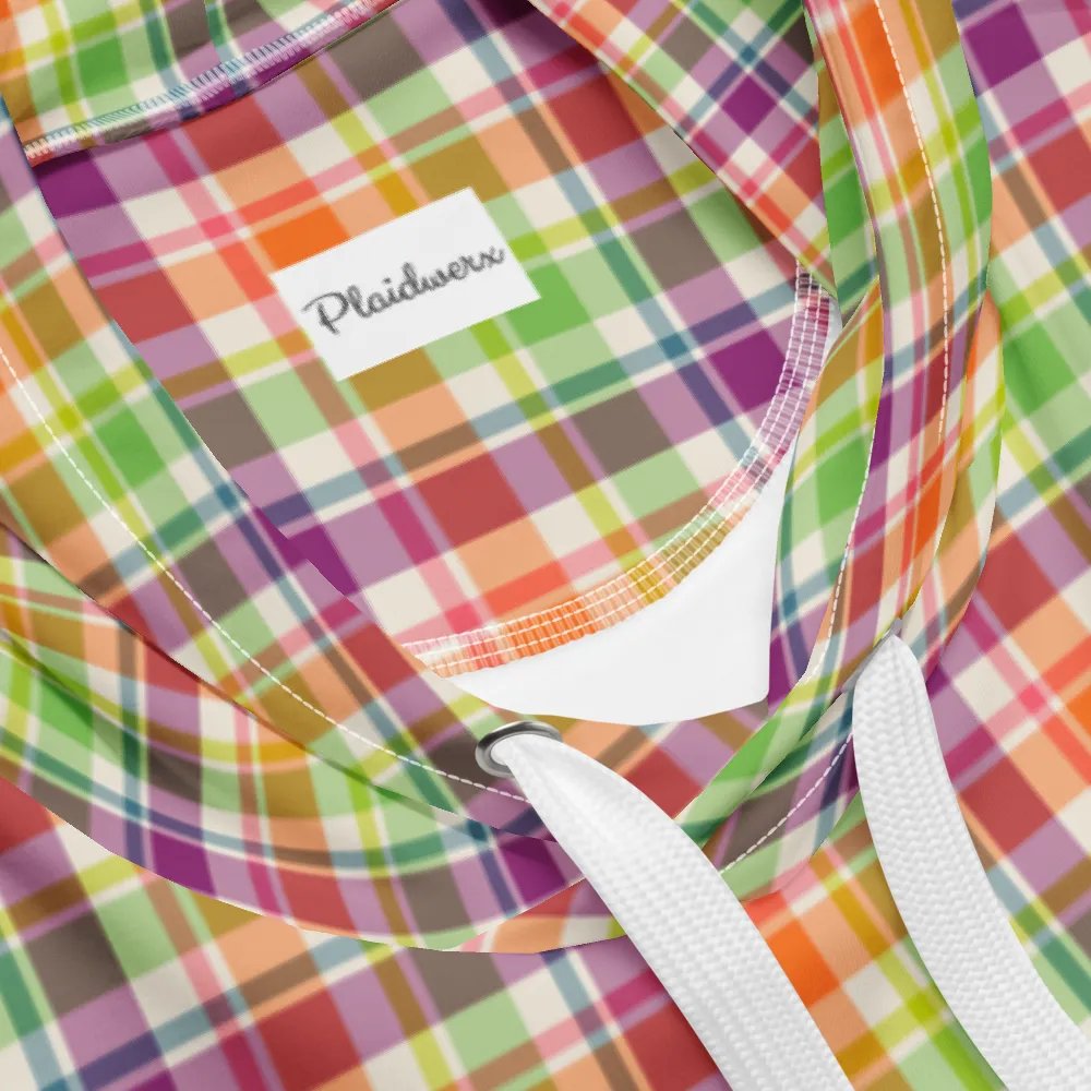 Purple, Orange, and Lime Green Plaid Hoodie product image (10)