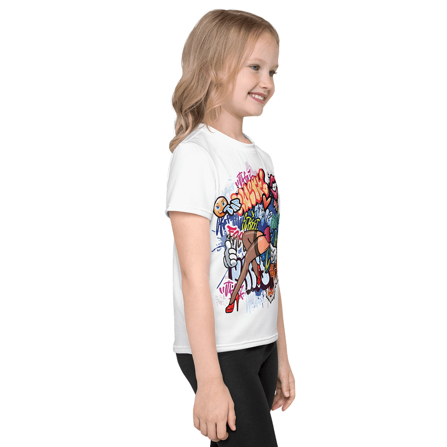 Kids Crew Neck T-Shirt Girl Graffiti All-Over Print product image (4)