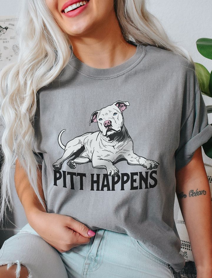 Pitt Happens T-Shirt of a Pitbull Terrier (White) | Funny T-Shirt for Pitbull, Bully, and Staffordshire Terrier Paw-rents product image (20)
