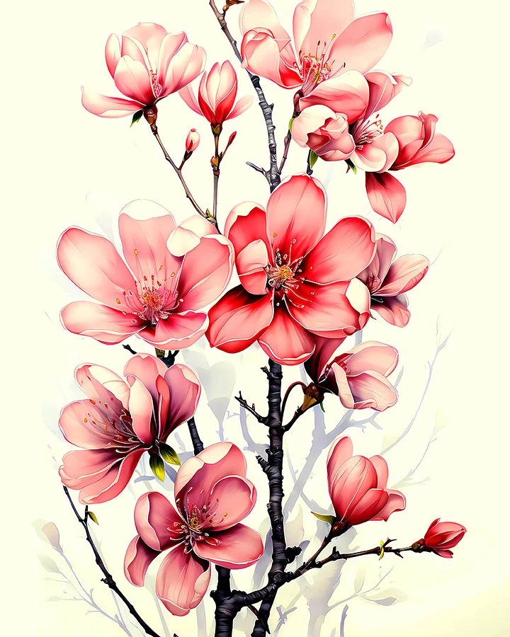 Pink Flower Blossoms Watercolor Painting Matte Poster product image (1)