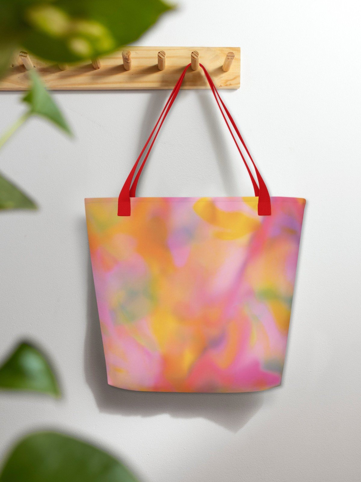 Large Tote Bag "Sweet Pastel Tie Dye in Orange Light Pink" product image (1)