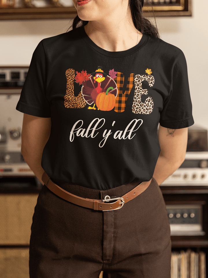 Love Fall Y'all Turkey Pumpkin Unisex T-Shirt product image (1)