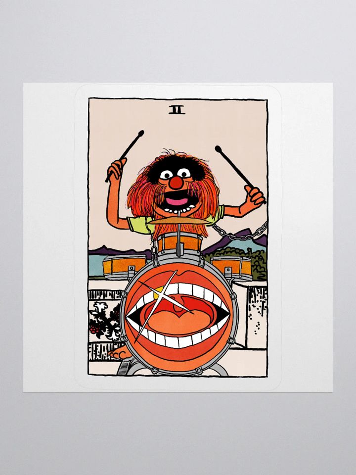 Animal Two of Wands Tarot Card Sticker product image (1)