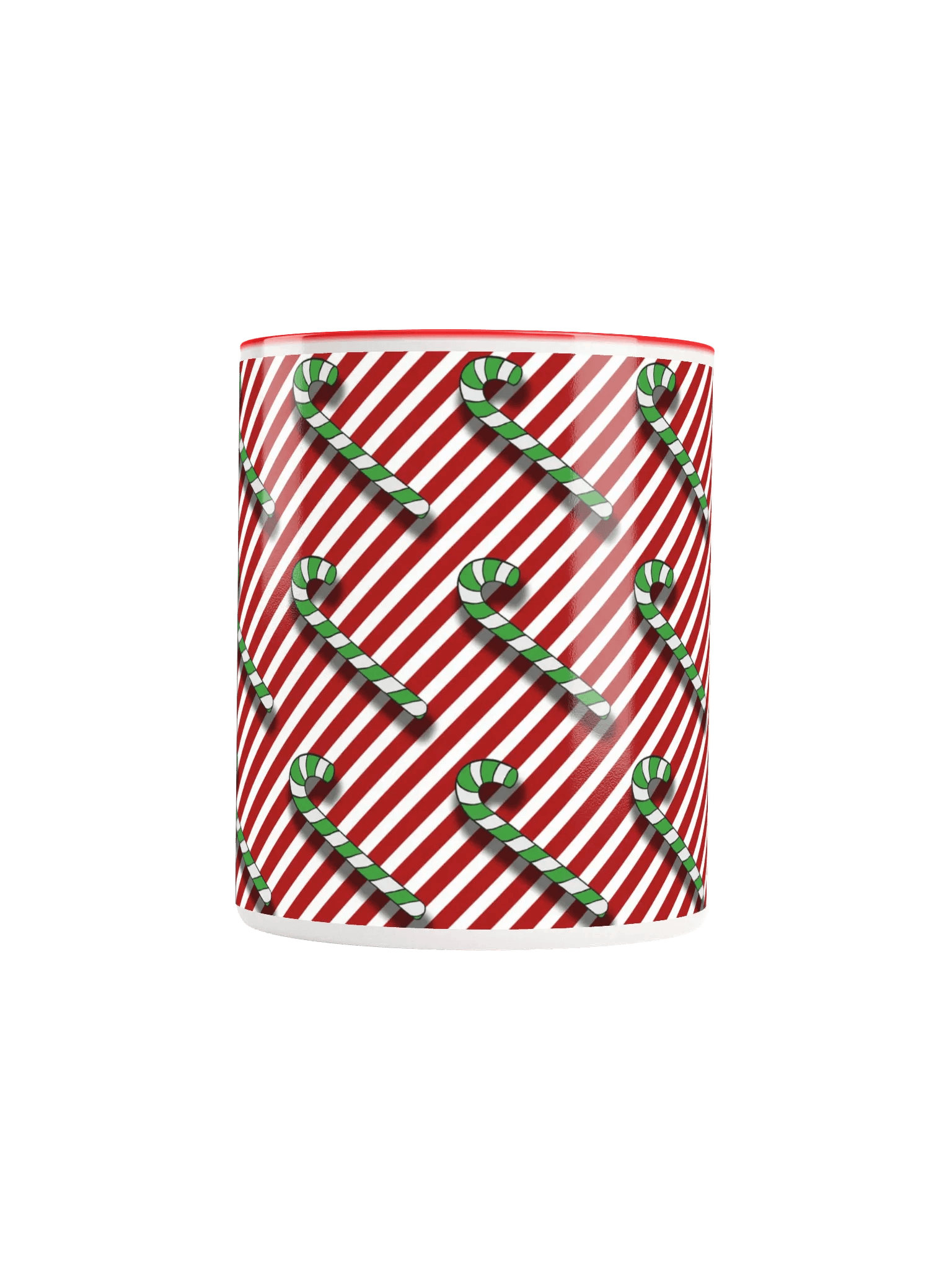 Green Candy Canes on Red Peppermint Stripe Ceramic Mug product image (5)